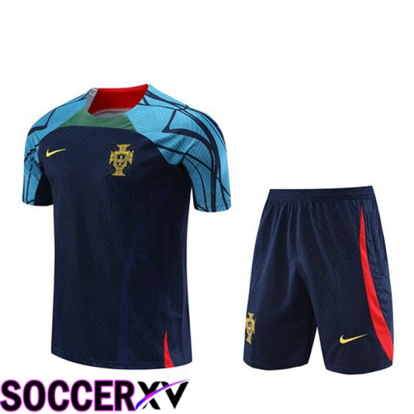 Portugal Training T Shirt + Shorts Black 2023/2024