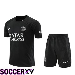 Paris Saint Germain Training T Shirt + Shorts Black 2023/2024