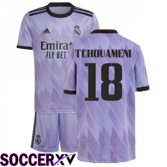 Real Madrid (Tchouameni 18) Kids Away Jersey 2022/2023