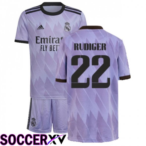 Real Madrid (Rudiger 22) Kids Away Jersey 2022/2023