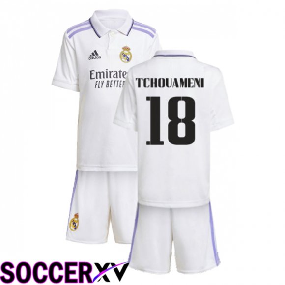 Real Madrid (Tchouameni 18) Kids Home Jersey 2022/2023