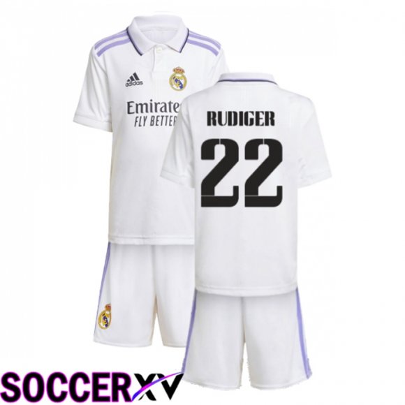 Real Madrid (Rudiger 22) Kids Home Jersey 2022/2023