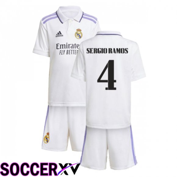 Real Madrid (Sergio Ramos 4) Kids Home Jersey 2022/2023