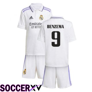 Real Madrid (Benzema 9) Kids Home Jersey 2022/2023