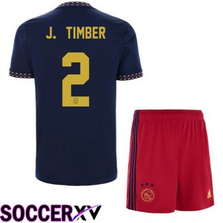 AFC Ajax (J. Timber 2) Kids Away Jersey Black 2022/2023