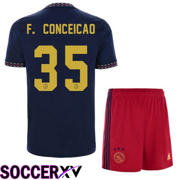 AFC Ajax (F. Conceicao 35) Kids Away Jersey Black 2022/2023