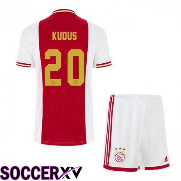 AFC Ajax (Kudus 20) Kids Home Jersey White Red 2022 2023