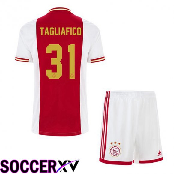 AFC Ajax (Tagliafico 31) Kids Home Jersey White Red 2022 2023