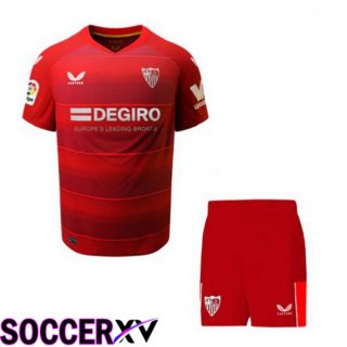 Sevilla FC Kids Away Jersey Red 2022 2023