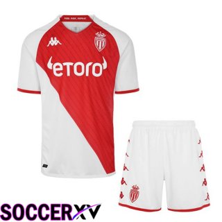 AS Monaco Kids Home Jersey Red White 2022/2023