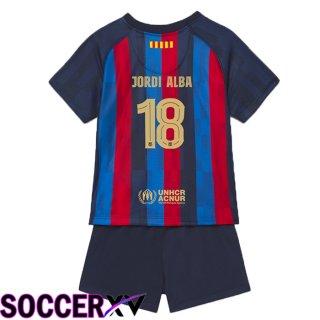 FC Barcelona (Jordi Alba 18) Kids Home Jersey 2022/2023