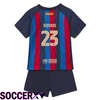 FC Barcelona (Kounde 23) Kids Home Jersey 2022/2023