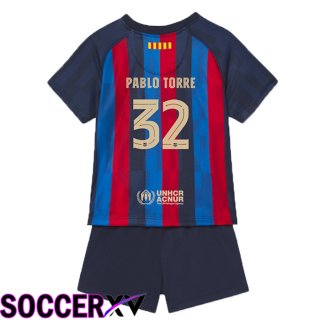 FC Barcelona (Pablo Torre 32) Kids Home Jersey 2022/2023