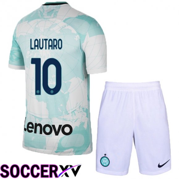 Inter Milan (Lautaro 10) Kids Away Jersey 2022/2023