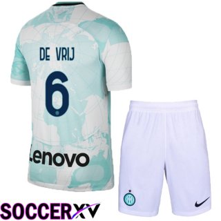 Inter Milan (De Vrij 6) Kids Away Jersey 2022/2023