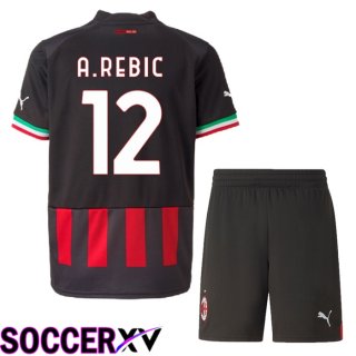 AC Milan (A.Rebic 12) Kids Home Jersey 2022/2023