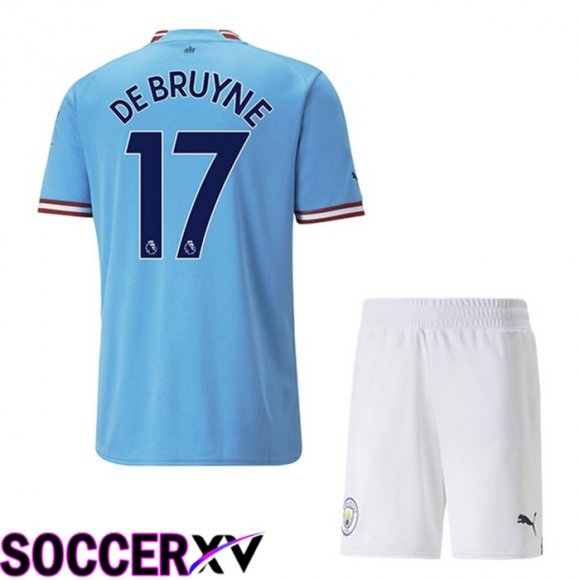 Manchester City（DEBRUYNE 17）Kids Home Jersey 2022/2023