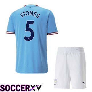 Manchester City（STONES 5）Kids Home Jersey 2022/2023