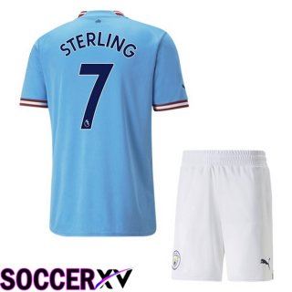 Manchester City（STERLING 7）Kids Home Jersey 2022/2023