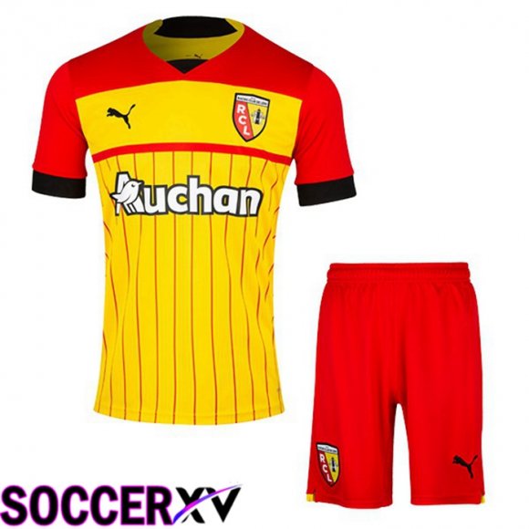 RC Lens Kids Home Jersey Yellow Red 2022 2023