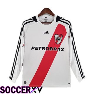 River Plate Retro Home Jersey Long Sleeve White Red 2009-2010