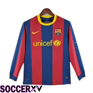 FC Barcelona Retro Home Jersey Long Sleeve Red Blue 2010-2011