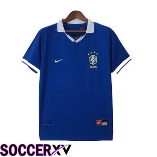 Brazil Retro Soccer Jersey Away Blue 1997