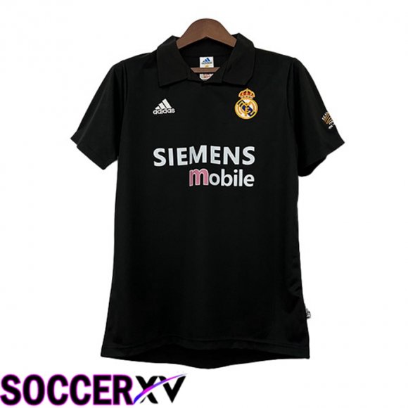 Real Madrid Retro Soccer Jersey Away Black 2002-2003