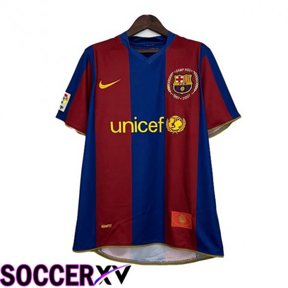 FC Barcelona Retro Soccer Jersey Home Red Blue 2007-2008