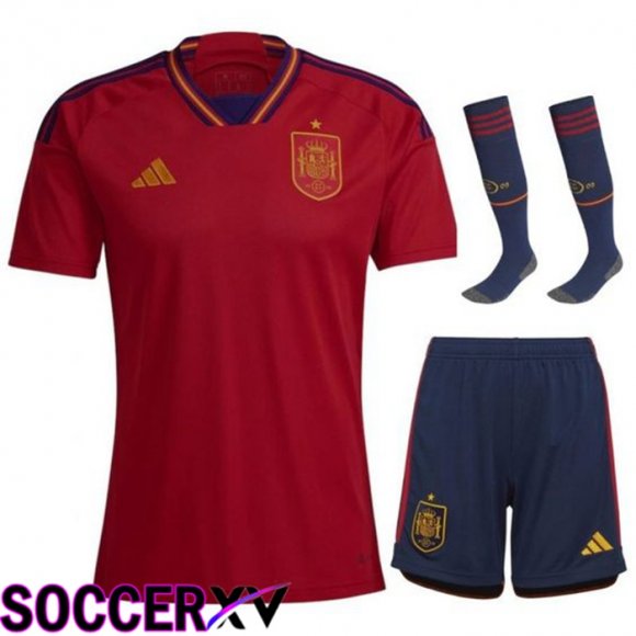 Spain Home Jersey (Shorts + Sock) World Cup 2022