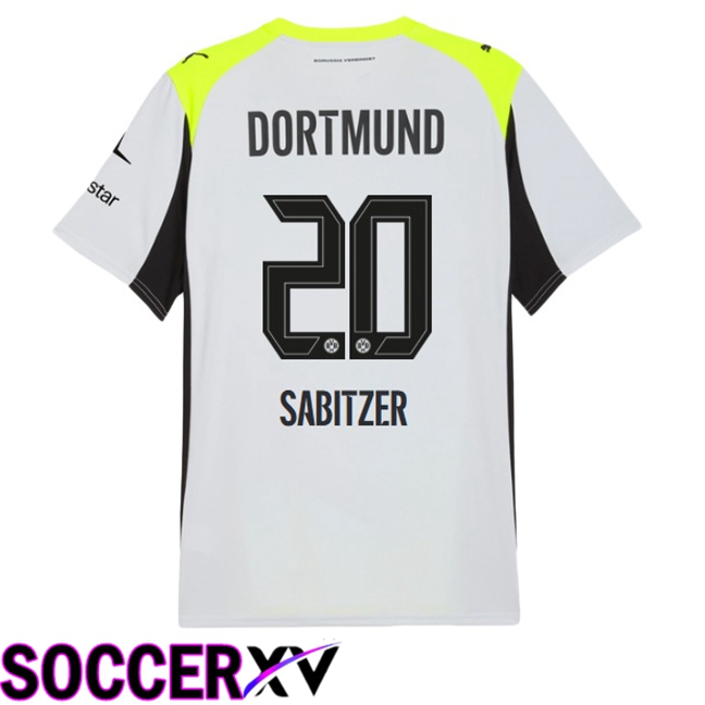 Dortmund BVB (Sabitzer 20) Away Soccer Jersey Grey Green 2025/2026