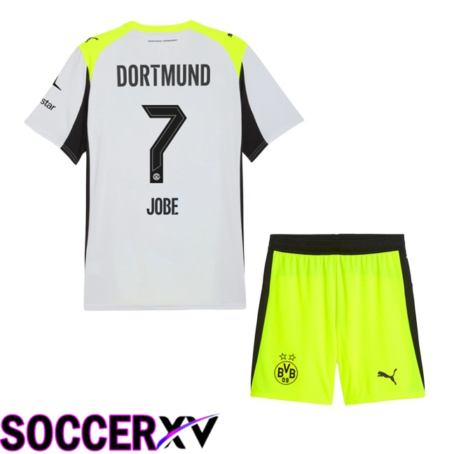 Dortmund BVB (Jobe 7) Kids Away Soccer Jersey Grey Green 2025/2026
