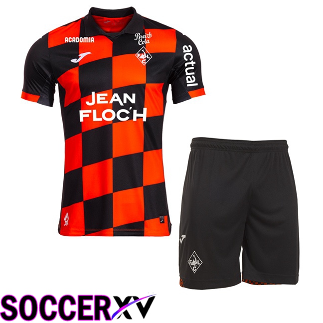 FC Lorient Kids Home Soccer Jersey Red Black 2025/2026