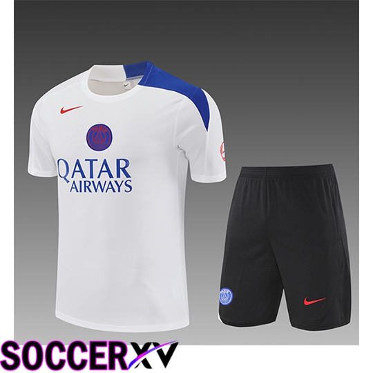 PSG Kids kit Training T Shirt White/Blue 2025/2026  PSG Kids kit Training T Shirt White/Blue 2025/2026